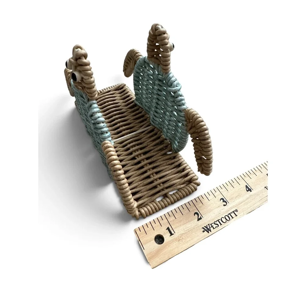 Coastal Woven Sea Turtle Napkin Holder Beach Theme Rattan Style Table Decor